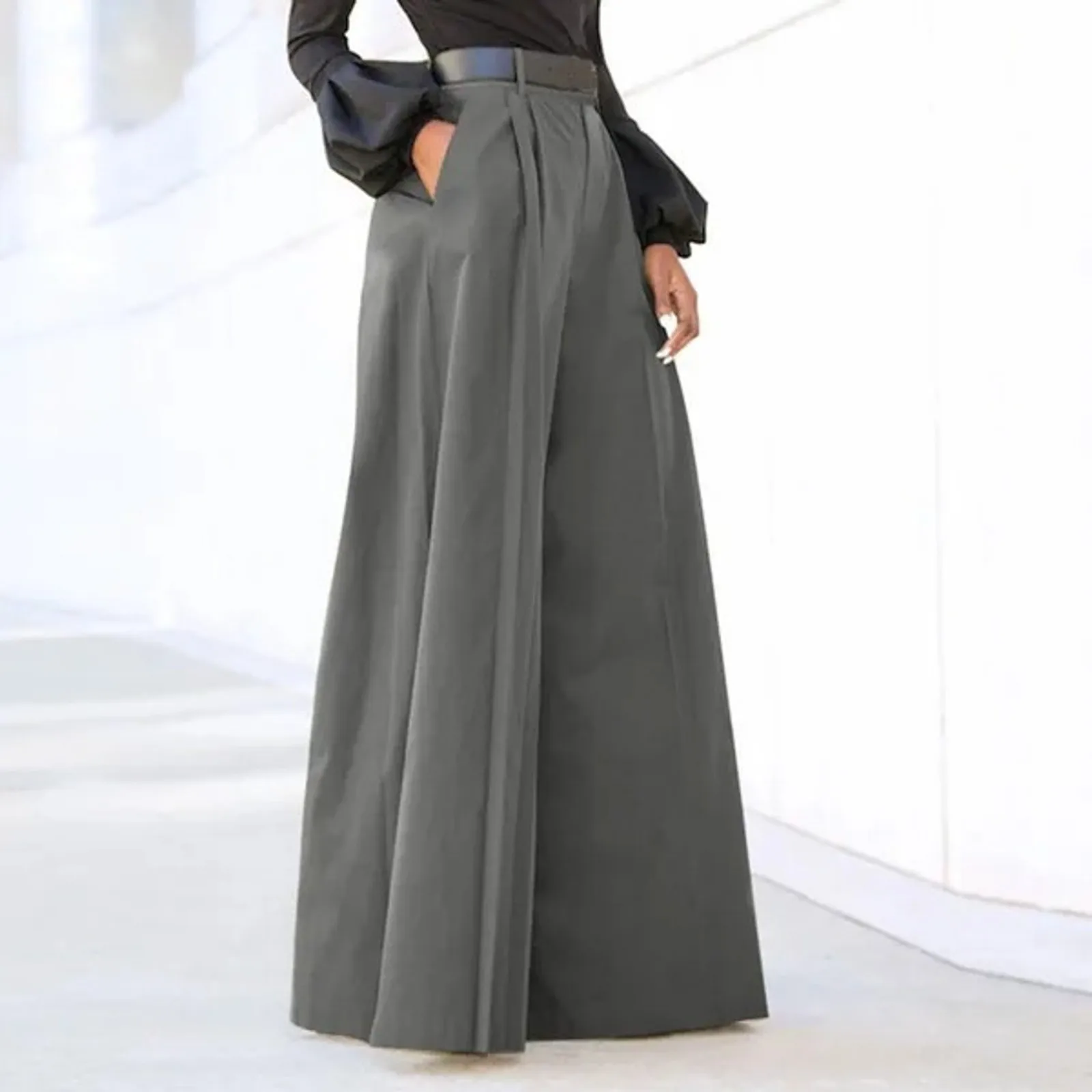 Spódnicospodnie palazzo z wysokim stanem plus size Zielony