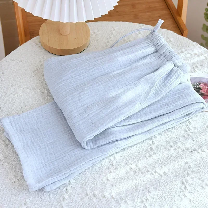 Spodnie piżamowe damskie w szachownicę 100% bawełna krepa Błękitny