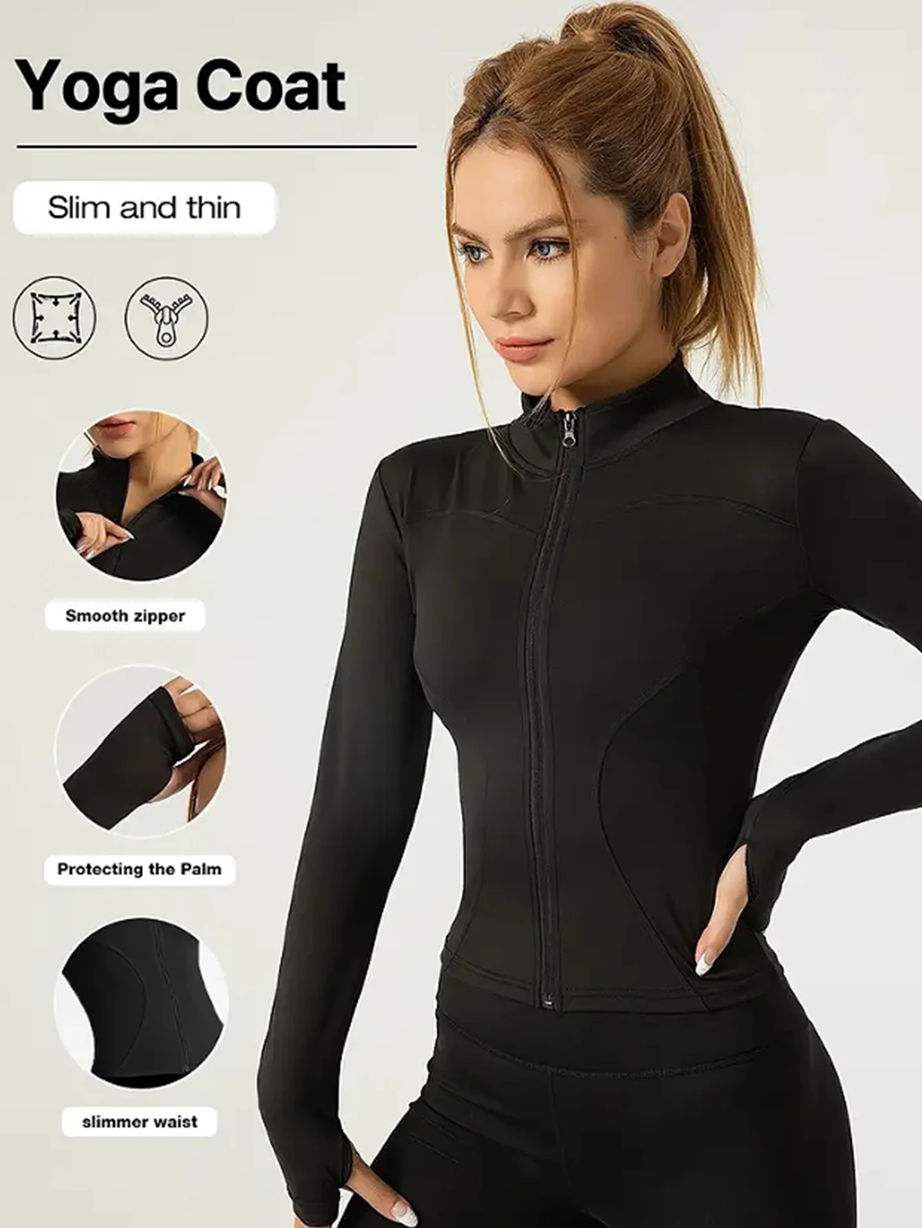 Sportowa bluza fitness ze stójką i ochroną UV Biały