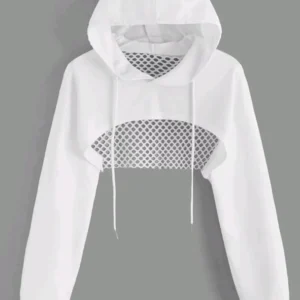 Sportowa bluza z kapturem crop bez ramiączek Biały
