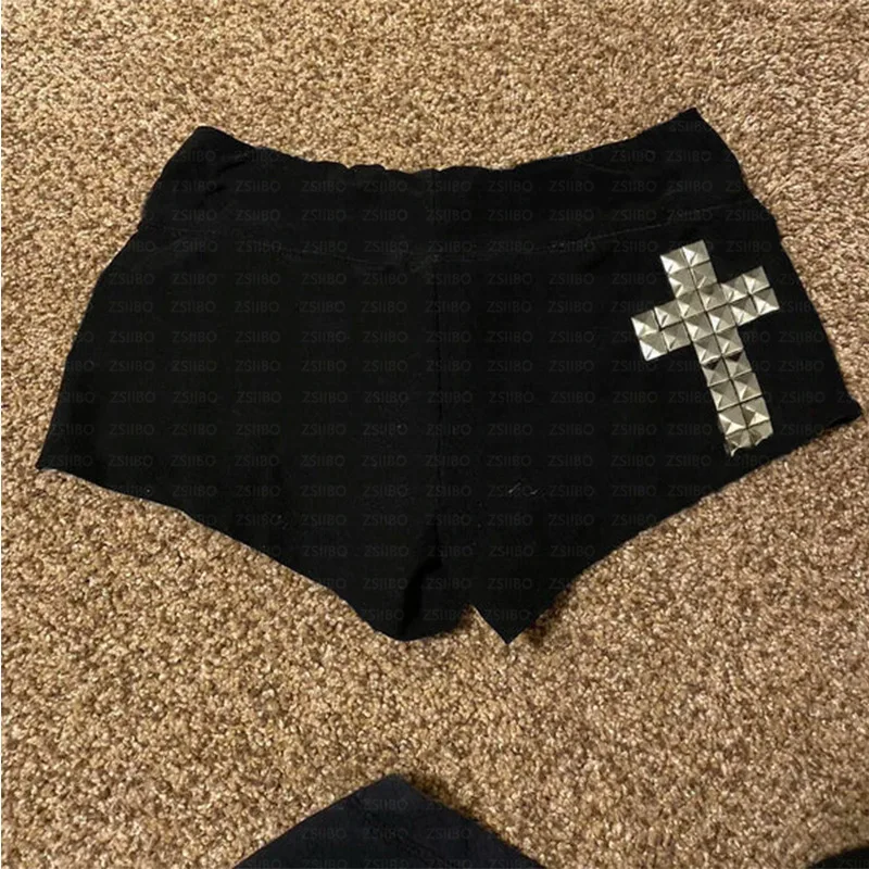 Sportowe szorty damskie Y2K slim fit z troczkiem na lato Szary