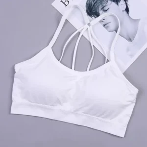 Sportowy biustonosz bralette damski – top do jogi i fitnessu Brązowy