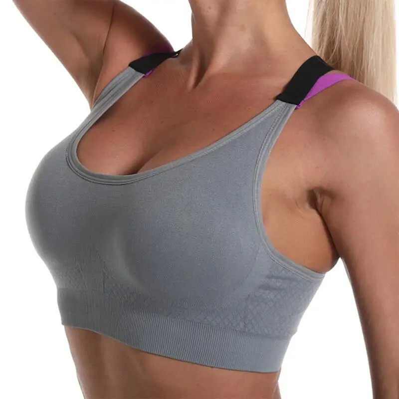 Sportowy biustonosz cross-back antywibracyjny do biegania Niebieski