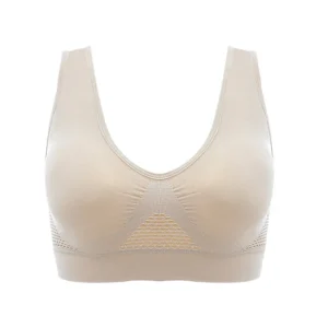 Sportowy biustonosz push-up do jogi i fitnessu Nude