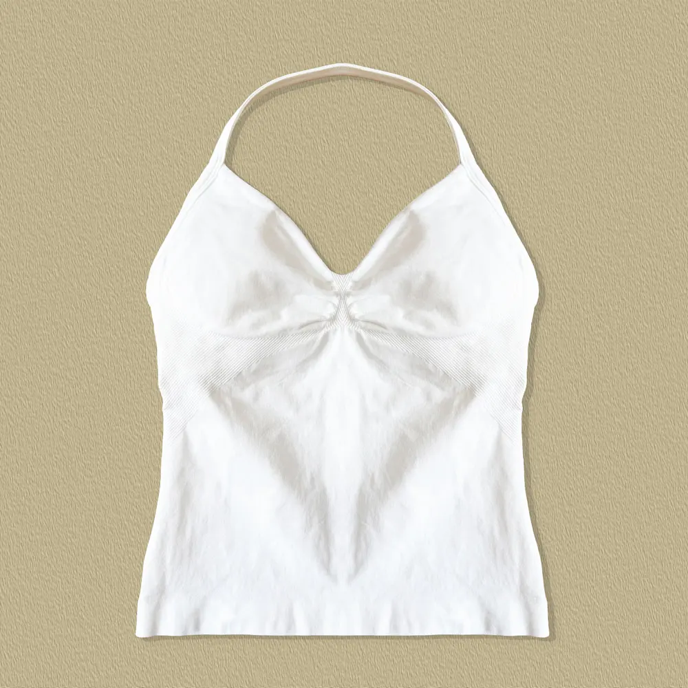 Sportowy top na ramiączkach do jogi z odkrytymi plecami Biały