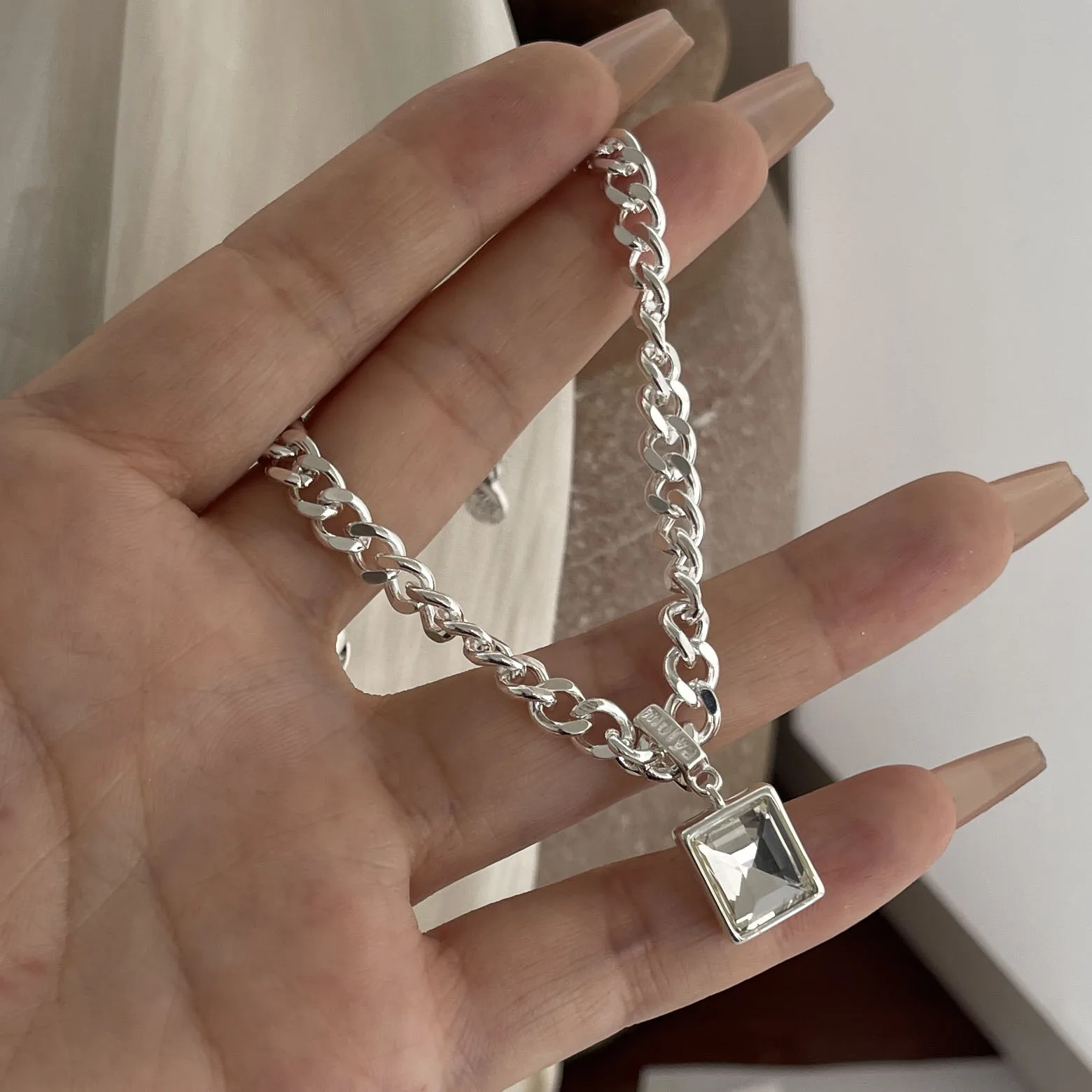 Srebrna bransoletka 925 z motywem serca – wąska, vintage handmade Czarny