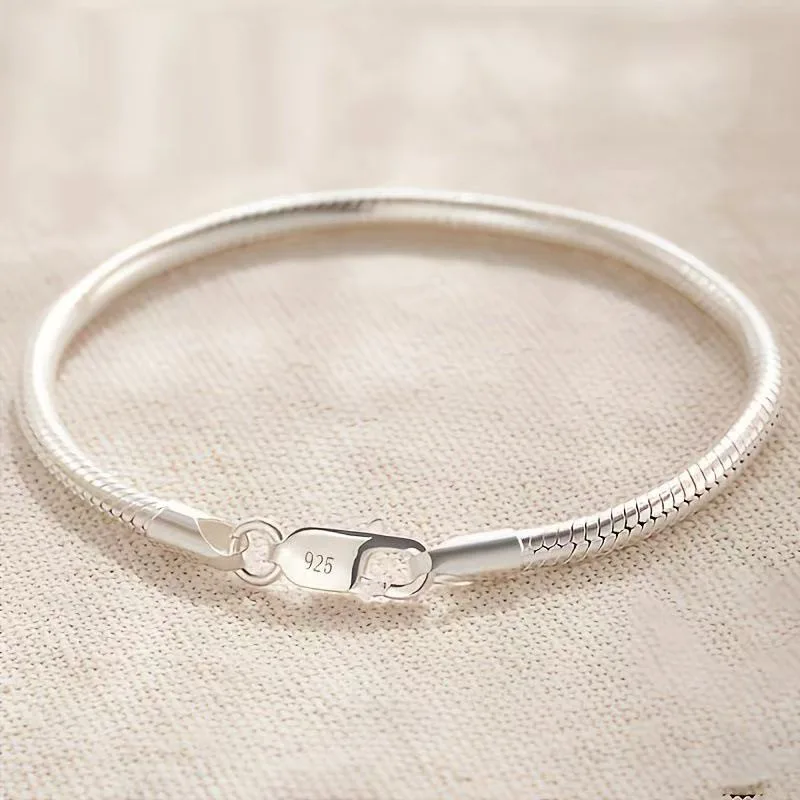 Srebrna bransoletka wężowa 925 3mm - klasyczny snake chain Srebrny