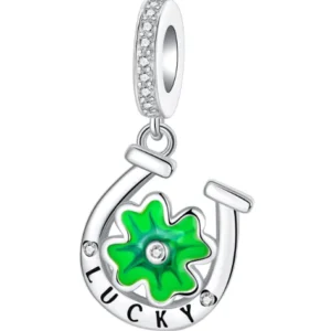 Srebrne zawieszki charms koniczynka próby 925 do bransoletki Szampan