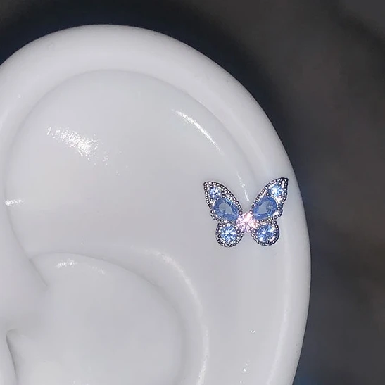 Srebrne kolczyki motyl ażurowe ze stali 316L Imitacja rodowana