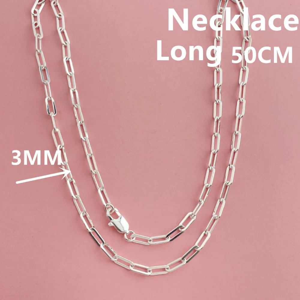 Srebrny naszyjnik typu spinacz 3 mm - łańcuszek paper clip Czarny