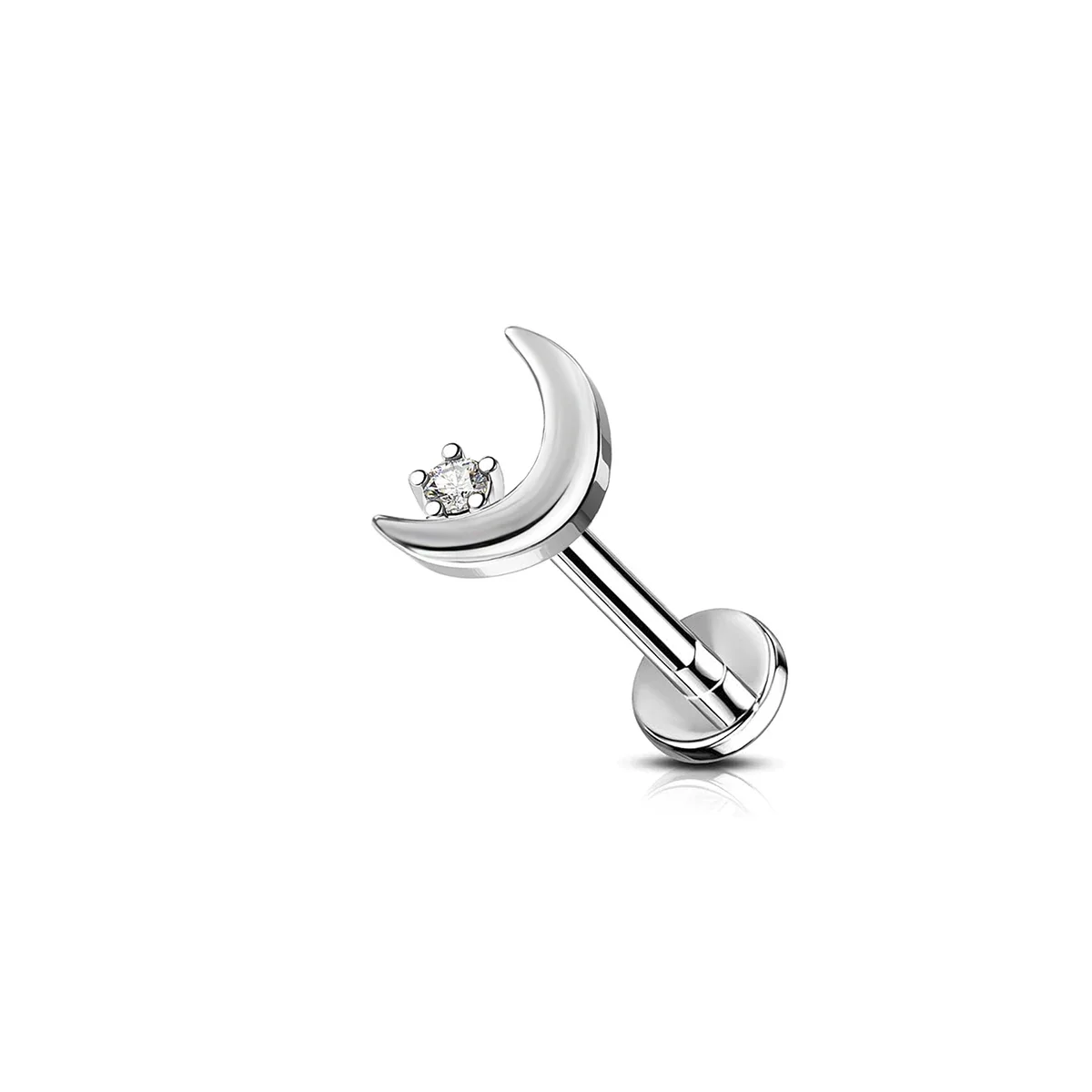 Stalowy labret z zawieszką – krzyż, pająk, wachlarz, chrząstka tragus Posrebrzane