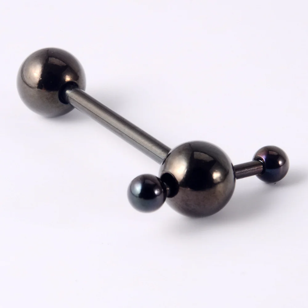 Stalowy piercing języka ze środkowym palcem – punk sztanga 316L Czerwony