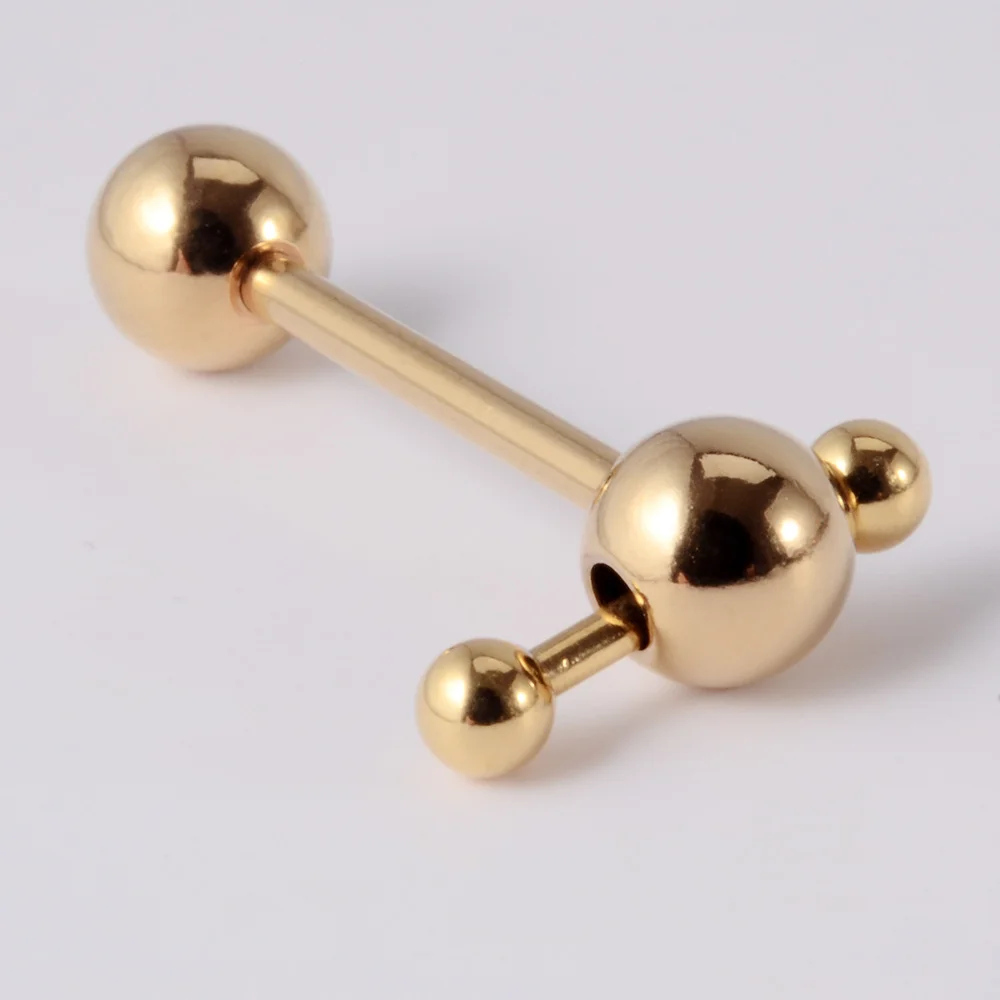 Stalowy piercing języka ze środkowym palcem – punk sztanga 316L None