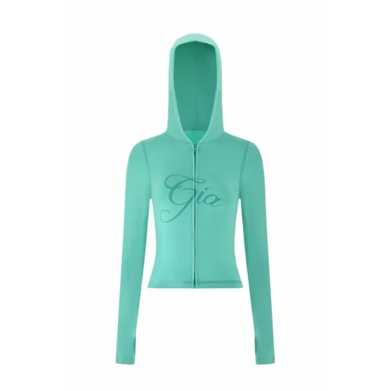 Streetwearowy komplet damski — kurtka z kapturem i spodnie dopasowane Złoto