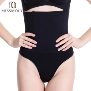 Stringi damskie modelujące brzuch z wysokim stanem Miss Moly Czarny
