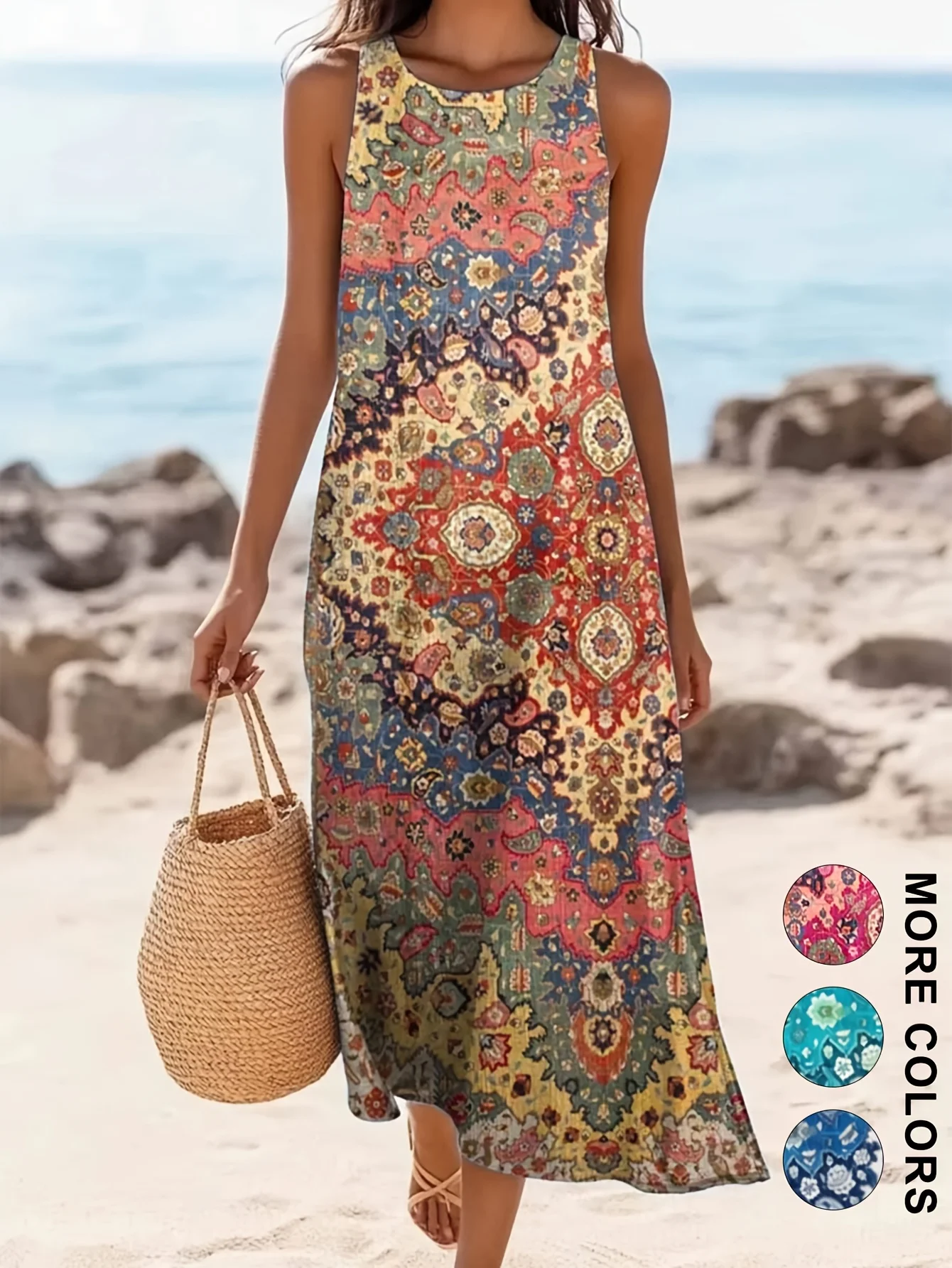 Sukienka boho midi w kwiaty z kieszeniami Cl8q