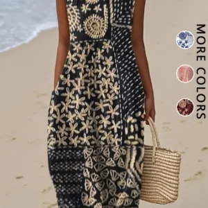 Sukienka boho midi w kwiaty z kieszeniami Cl8q0006g