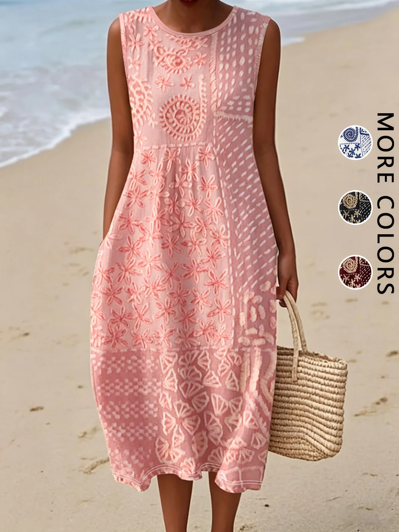 Sukienka boho midi w kwiaty z kieszeniami Cl8q0006i