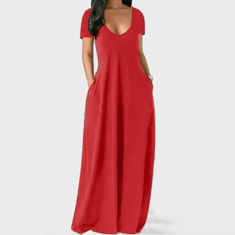 Sukienka damska plus size z dekoltem V Róża czerwona