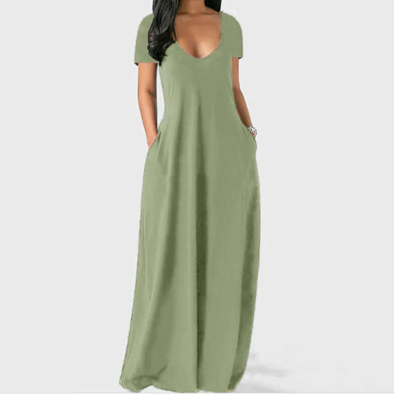 Sukienka damska plus size z dekoltem V Zielony