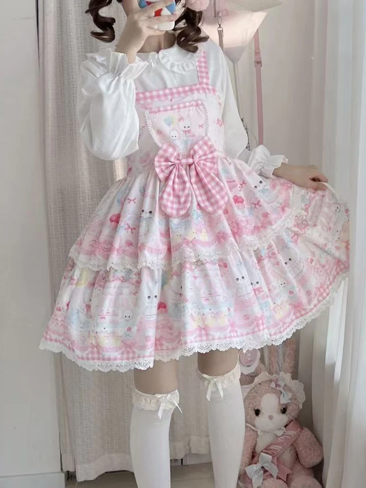 Sukienka Lolita JSK na szelkach Różowy
