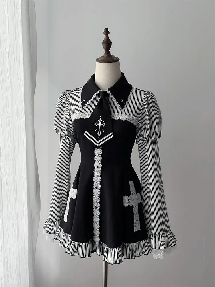 Sukienka Lolita z kokardą i falbankami w stylu kawaii Czarny