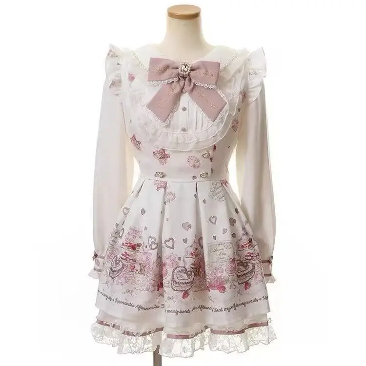 Sukienka Lolita z kokardą i falbankami w stylu kawaii Głównik