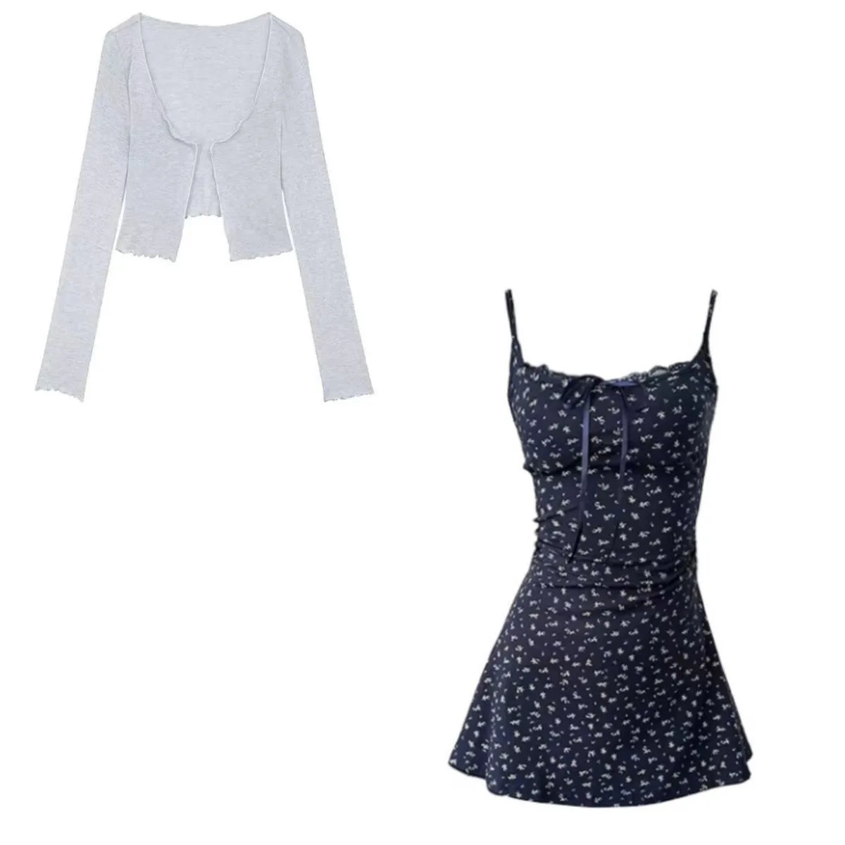 Sukienka mini bodycon w kwiatowy wzór z podkreśloną talią Granatowy