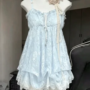 Sukienka mini vintage lolita gotycka na ramiączkach czarna Y2K Czarny