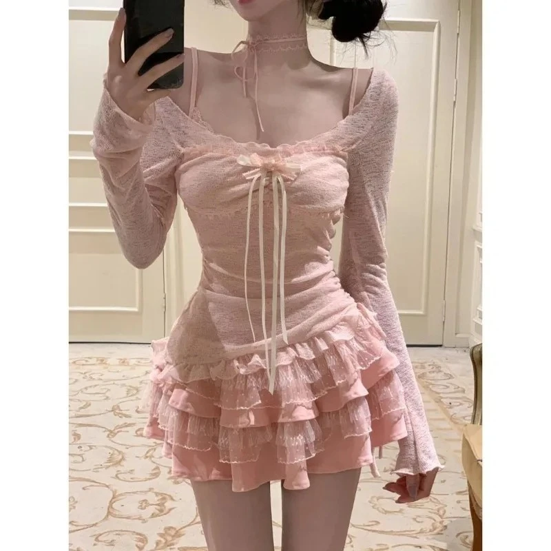 Sukienka mini vintage lolita gotycka na ramiączkach czarna Y2K Głównik