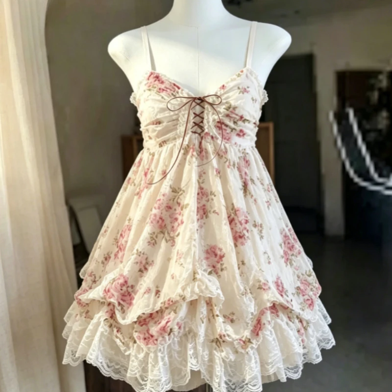 Sukienka mini vintage lolita gotycka na ramiączkach czarna Y2K Imbir