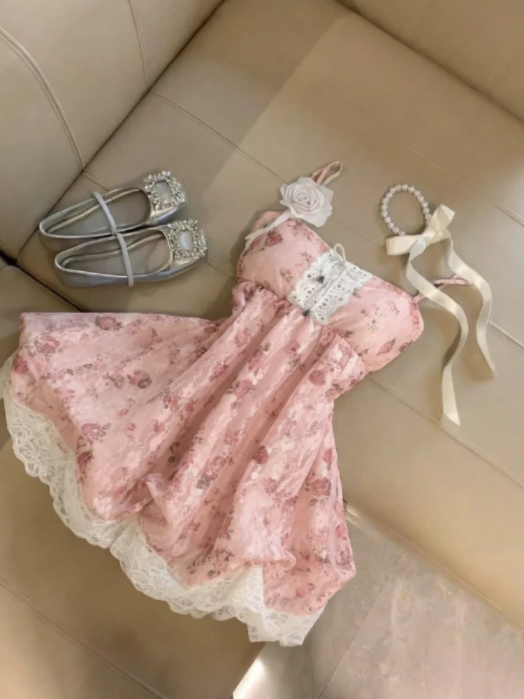 Sukienka mini w kratę bez rękawów w stylu koreańskim Czekolada