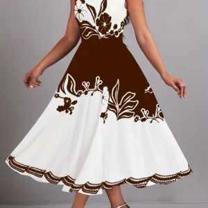 Sukienka plus size w kwiaty peplum z dekoltem V i krótkim rękawem Brązowy