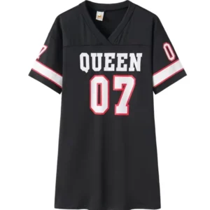 Sukienka sportowa z nadrukiem Queen streetwear Czarny