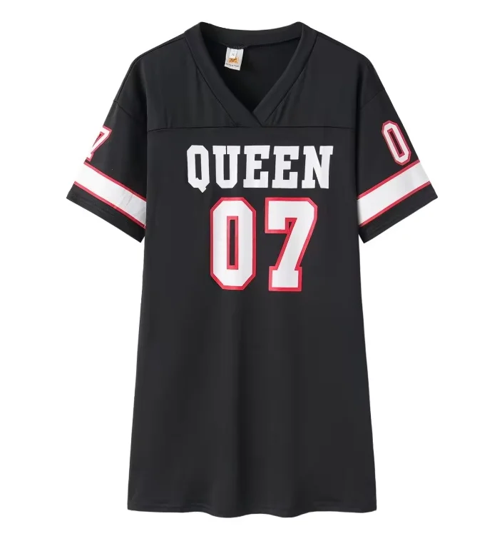 Sukienka sportowa z nadrukiem Queen streetwear Czarny