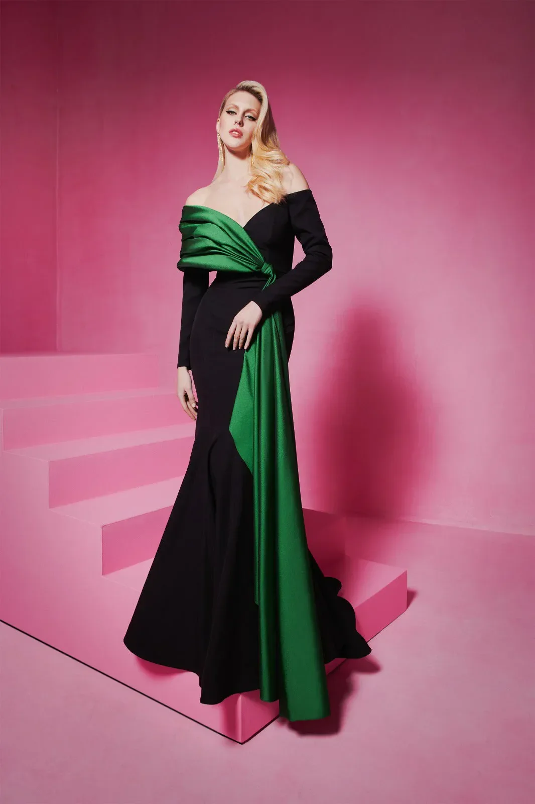 Suknia wieczorowa syrena z długim rękawem plus size As pic