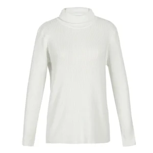 Ciepły sweter damski z golfem plus size Szaro biały