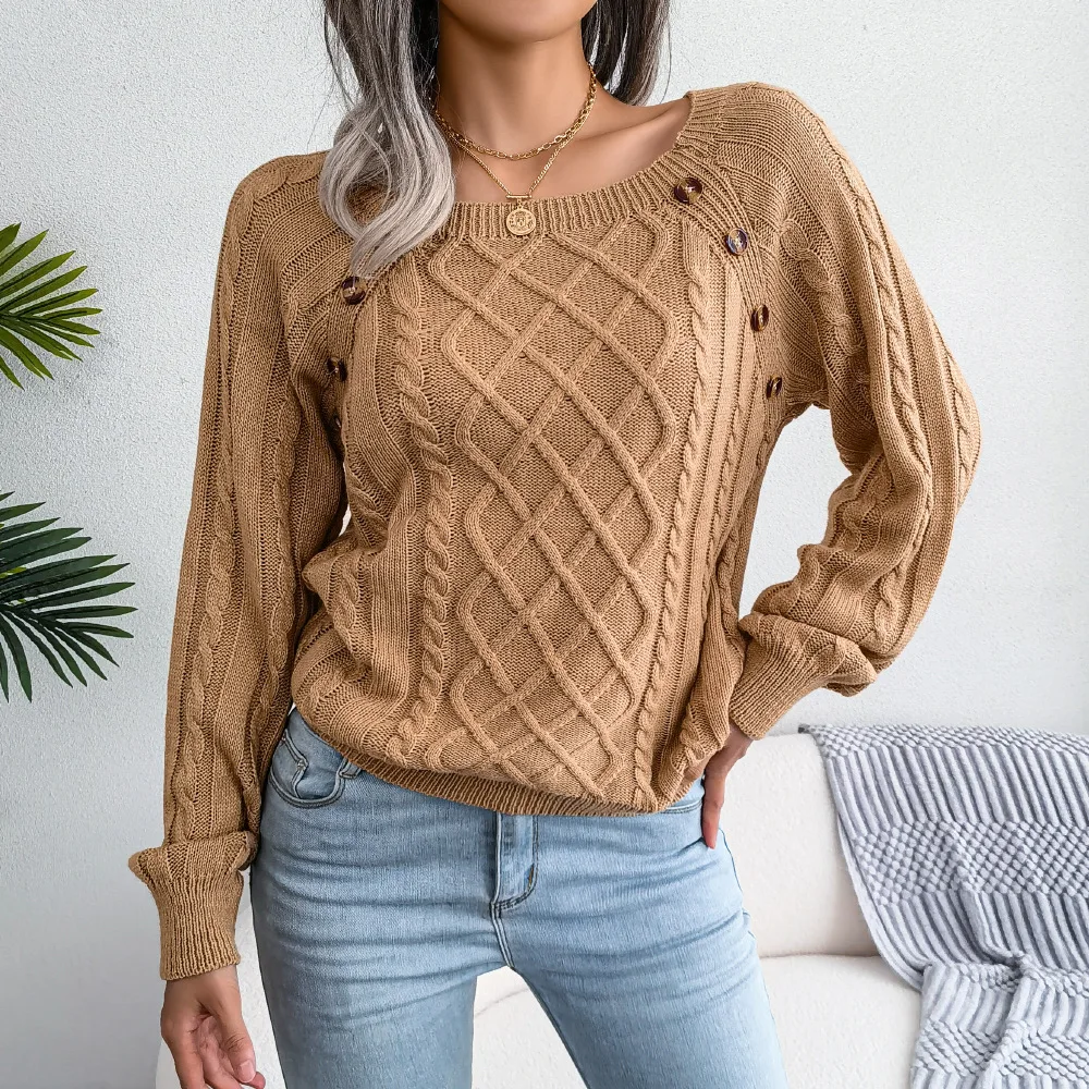 Sweter damski z prążkowanej dzianiny z kwadratowym dekoltem Zielony