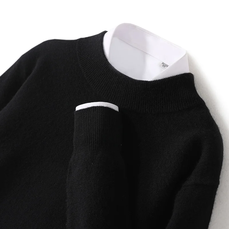 Sweter damski z wełny merynosów Plus Size do 5XL Czarny