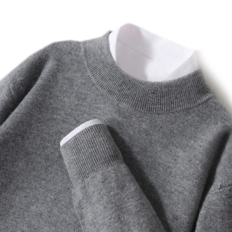 Sweter damski z wełny merynosów Plus Size do 5XL Dymny szary