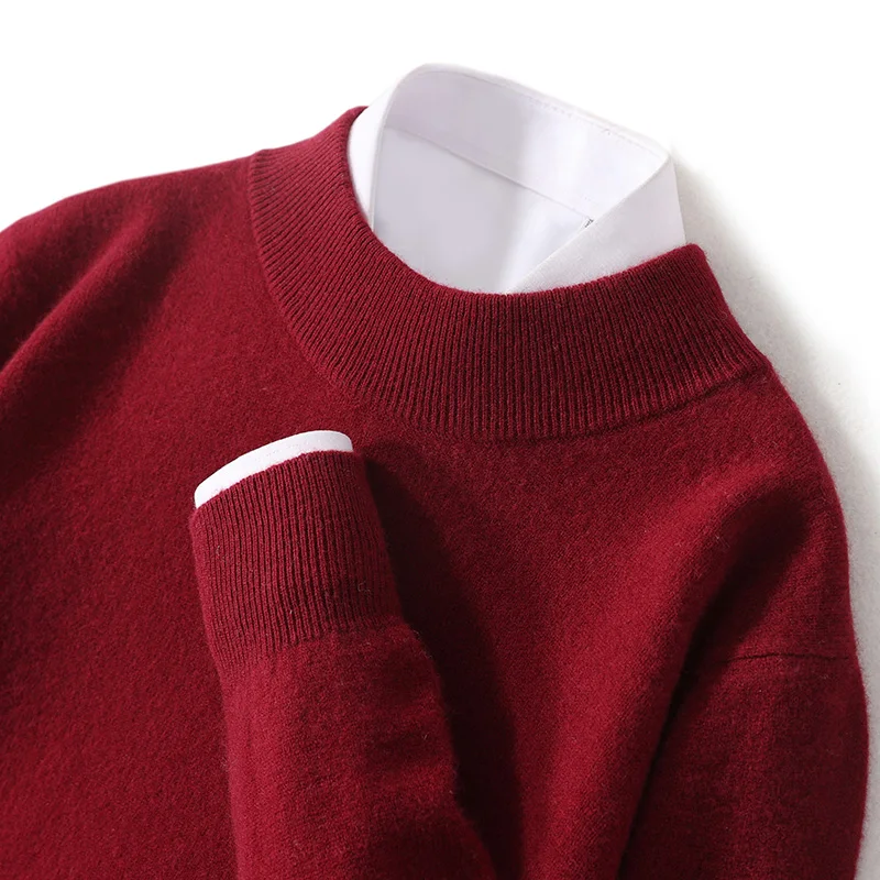 Sweter damski z wełny merynosów Plus Size do 5XL Głęboki fiolet