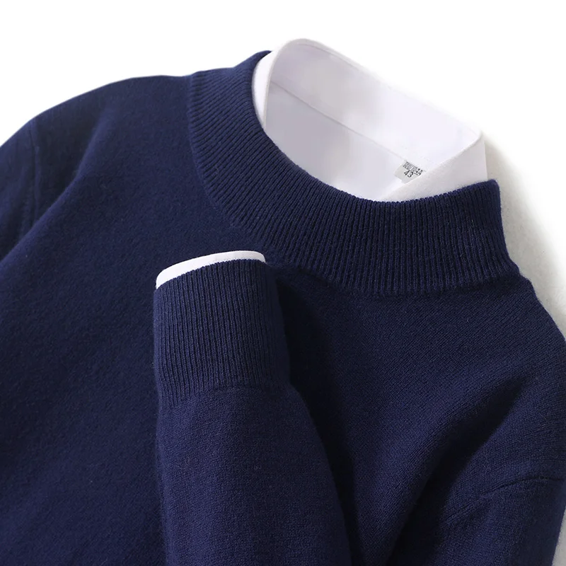 Sweter damski z wełny merynosów Plus Size do 5XL Granatowy