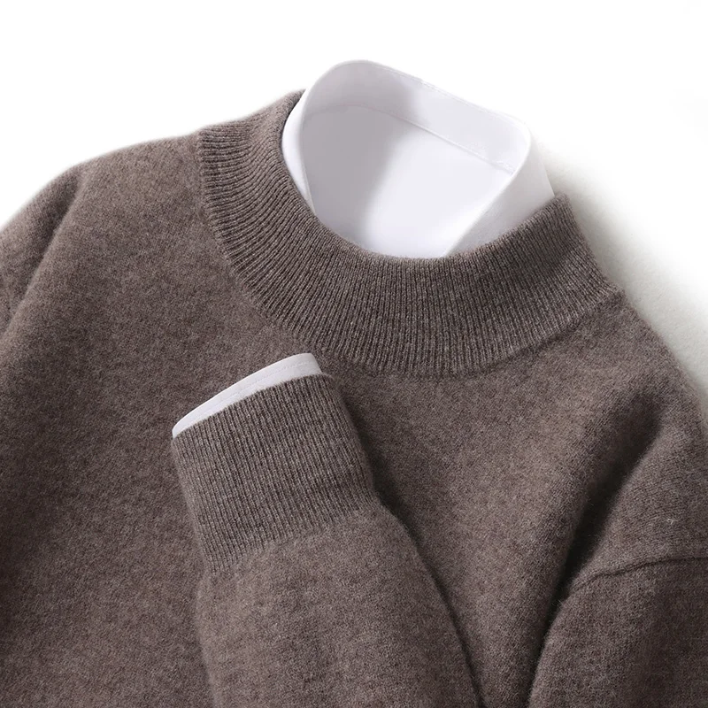 Sweter damski z wełny merynosów Plus Size do 5XL średnio ciemne mięso