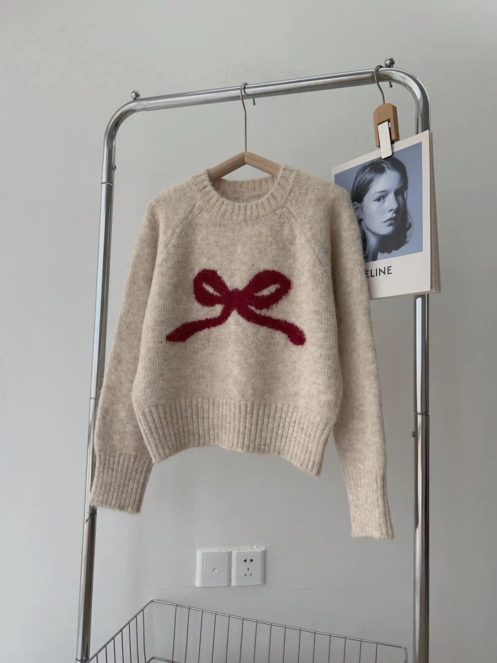 Sweter damski żakardowy z muszką, koreański styl, ciepły i modny Głównik