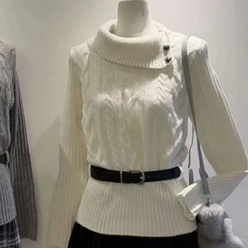 Sweter dzianinowy z kokardą Y2K dopasowany krój Cytrynowy żółty