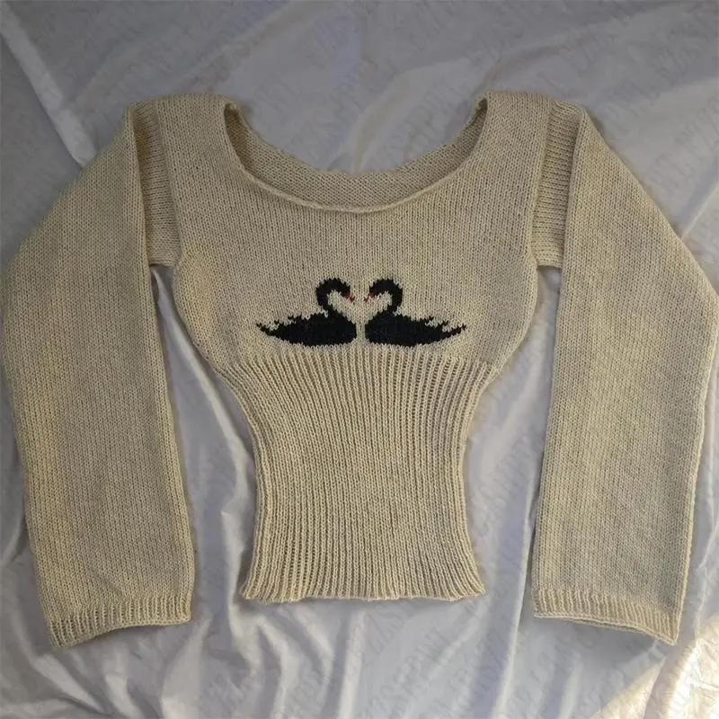 Sweter EMO Y2K z kwiatowym nadrukiem Punk Gothic Vintage Armijna zieleń