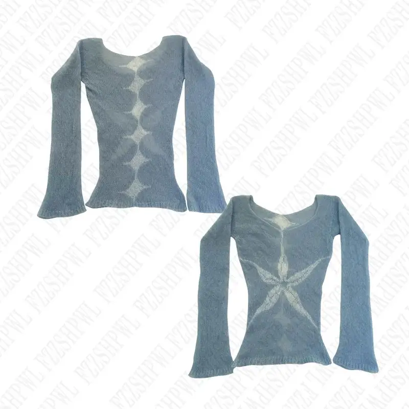 Sweter EMO Y2K z kwiatowym nadrukiem Punk Gothic Vintage Ciemnoszary