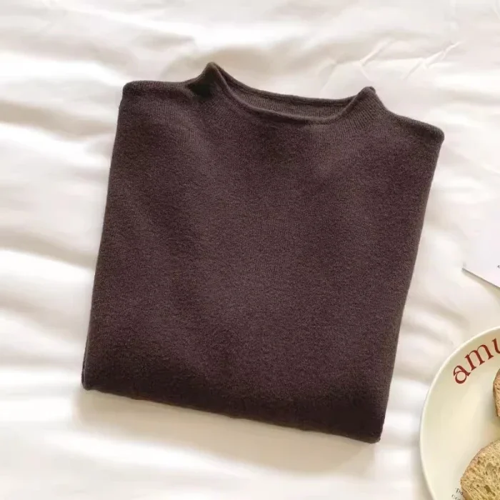 Sweter golf damski Harajuku, dopasowany, miękki na jesień zimę Ciemnoszary