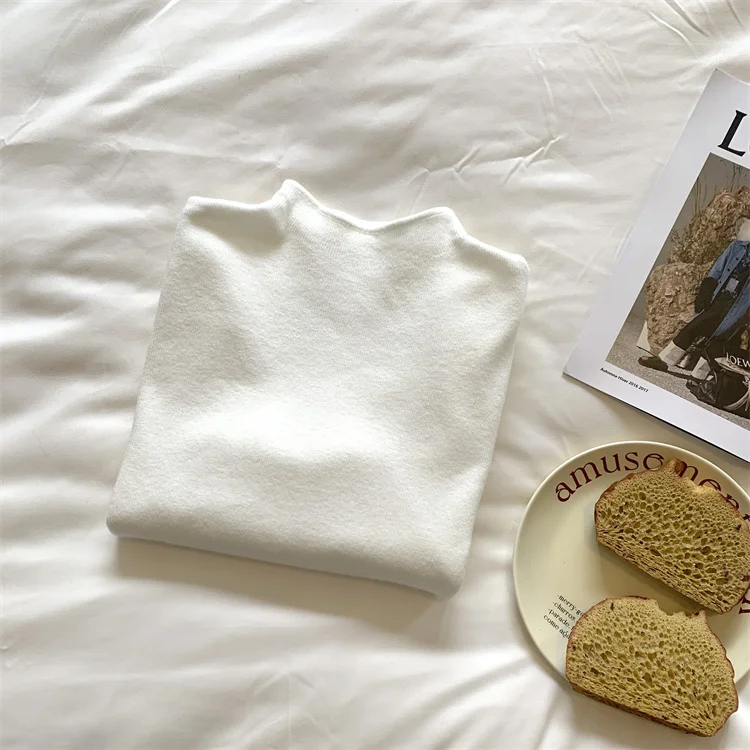 Sweter golf damski Harajuku, dopasowany, miękki na jesień zimę Zielony