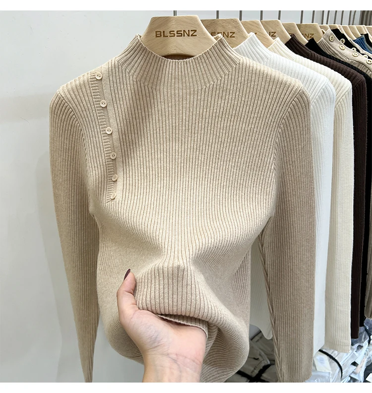 Sweter golf damski zapinany na guziki, koreański styl slim fit Kolba